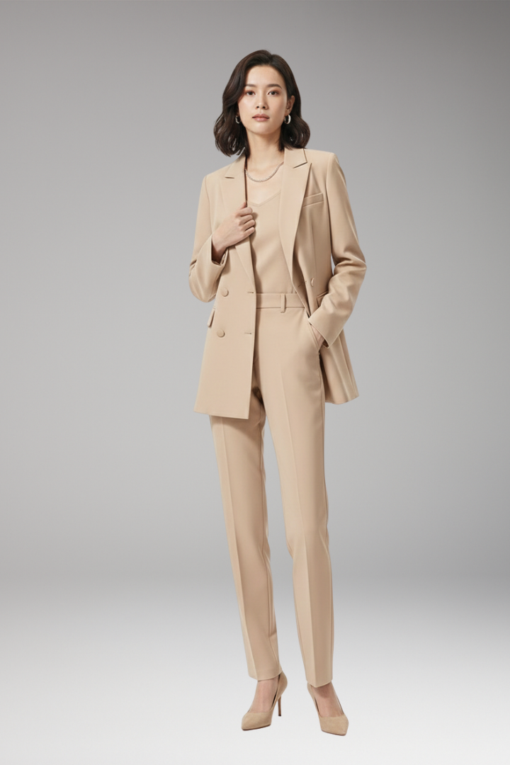Women's Suit Set with Blazer and Straight Trousers
