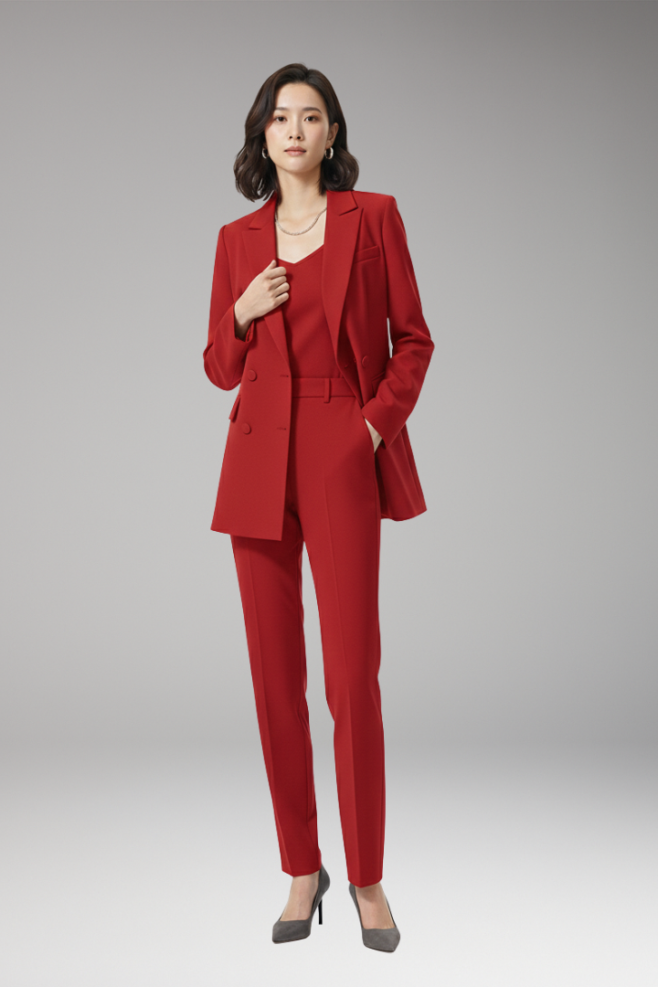Women's Suit Set with Blazer and Straight Trousers