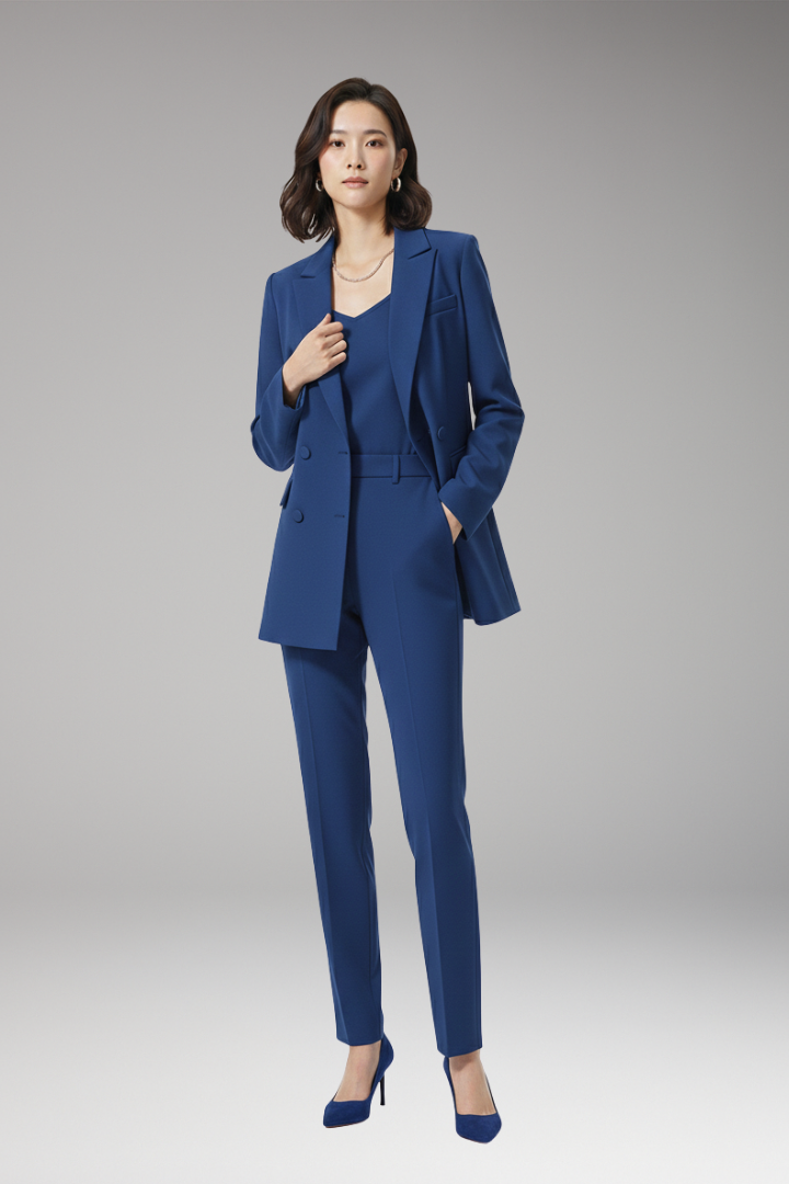 Women's Suit Set with Blazer and Straight Trousers
