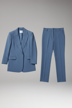 Women's Suit Set with Notched Blazer and Straight Trousers