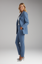 Women's Suit Set with Notched Blazer and Straight Trousers