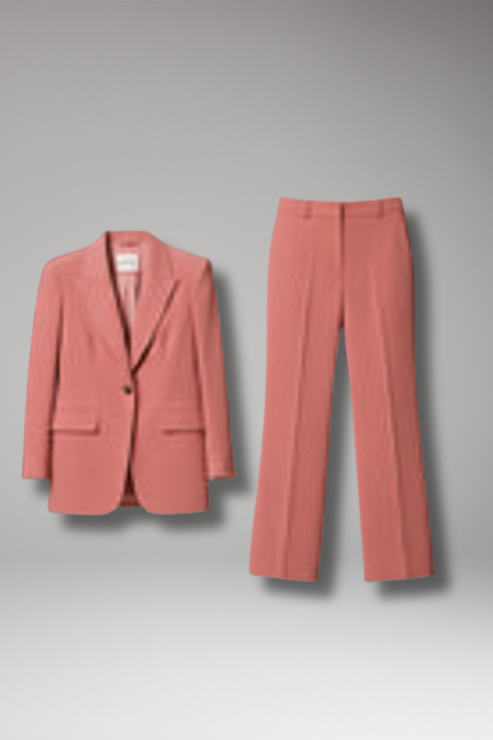 Women's Suit Set with Slim Blazer and Wide-Leg Trousers