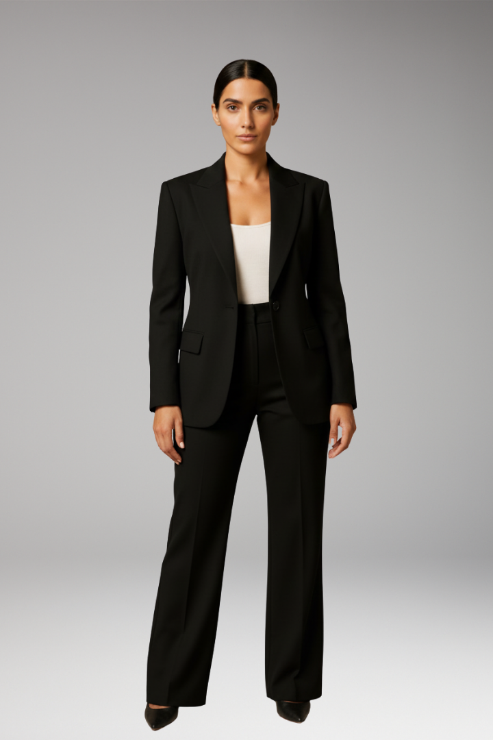 Women's Suit Set with Slim Blazer and Wide-Leg Trousers