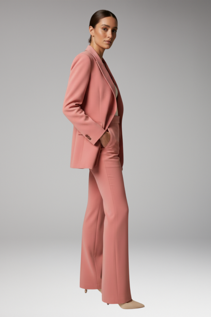 Women's Suit Set with Slim Blazer and Wide-Leg Trousers