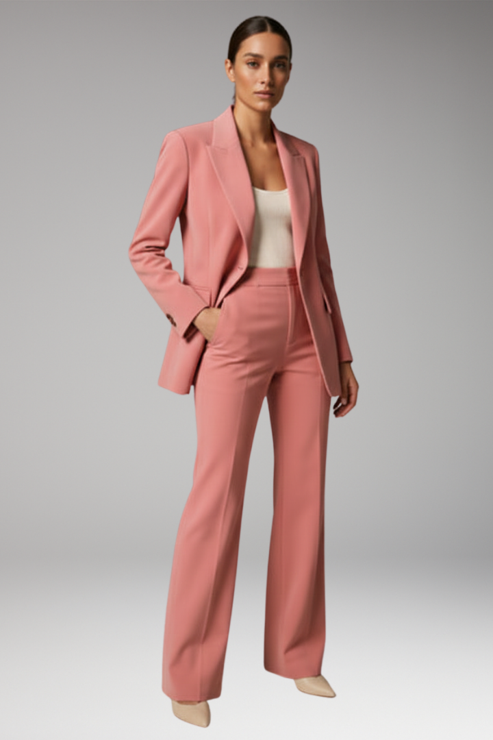 Women's Suit Set with Slim Blazer and Wide-Leg Trousers