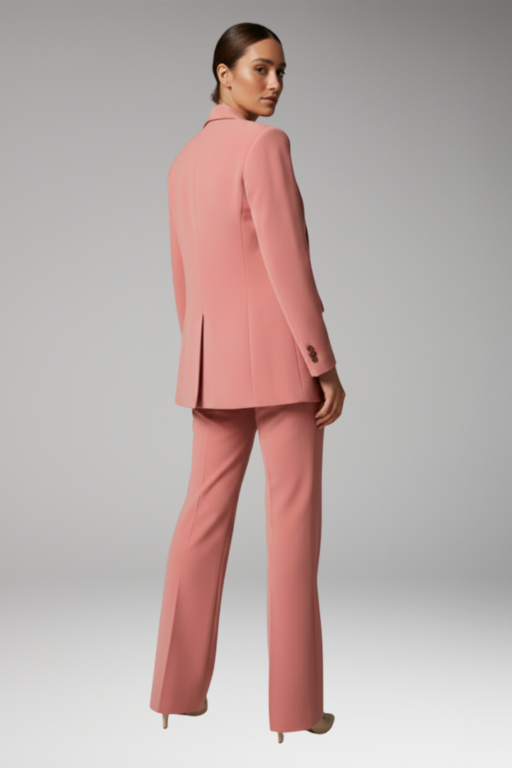 Women's Suit Set with Slim Blazer and Wide-Leg Trousers