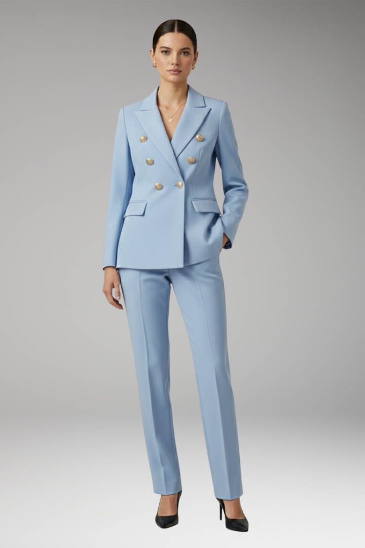 Women's Suit with Notched-Lapel Jacket and Straight Trousers