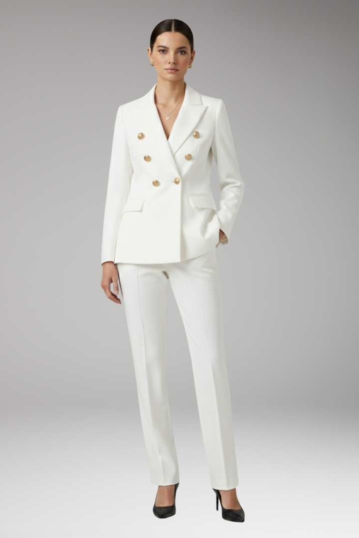 Women's Suit with Notched-Lapel Jacket and Straight Trousers