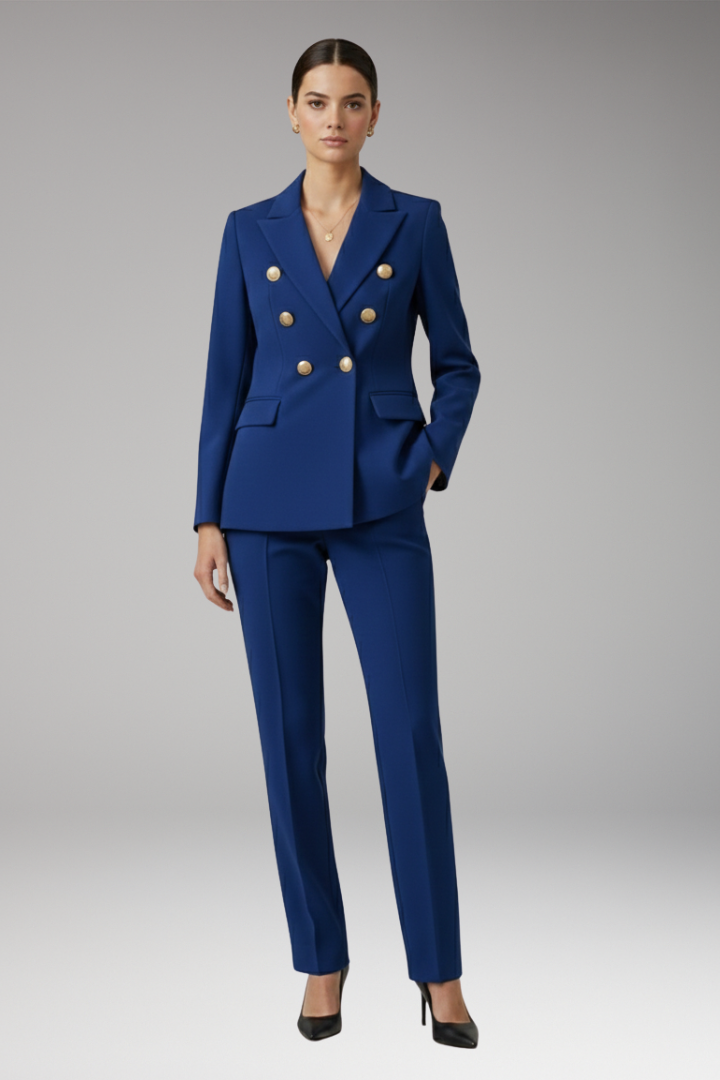 Women's Suit with Notched-Lapel Jacket and Straight Trousers