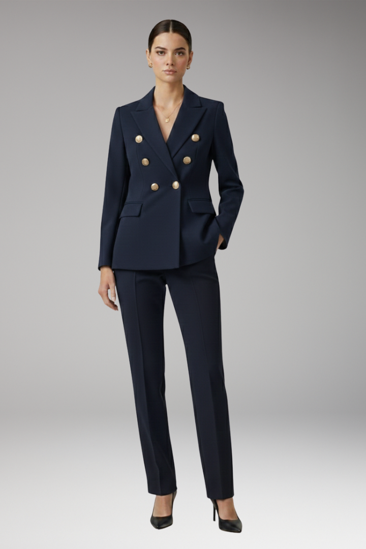 Women's Suit with Notched-Lapel Jacket and Straight Trousers
