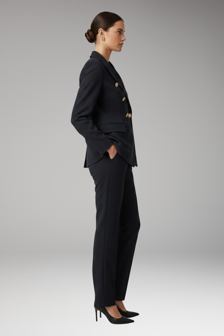Women's Suit with Notched-Lapel Jacket and Straight Trousers