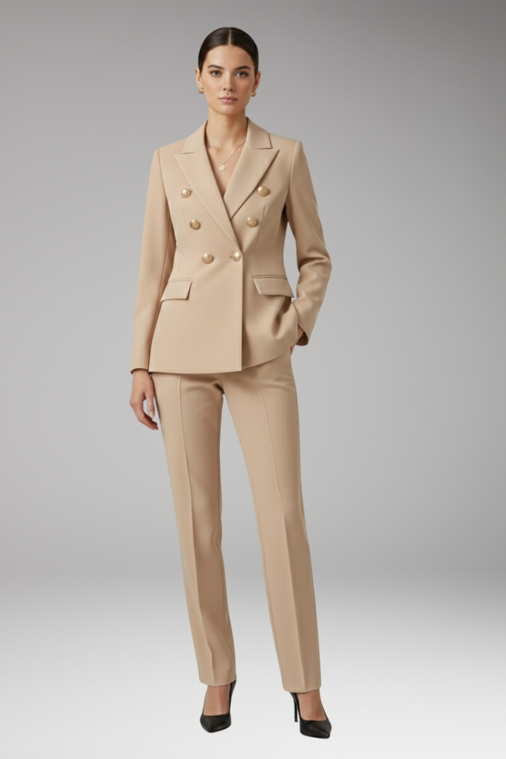 Women's Suit with Notched-Lapel Jacket and Straight Trousers