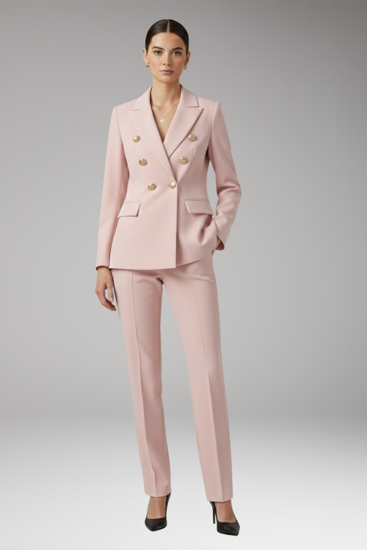 Women's Suit with Notched-Lapel Jacket and Straight Trousers