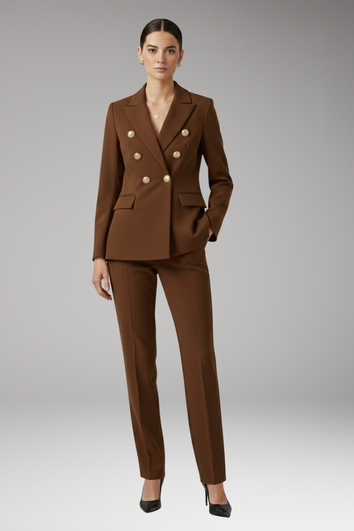 Women's Suit with Notched-Lapel Jacket and Straight Trousers