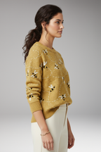 Women's Sweater with Bee Motifs and Long Sleeves