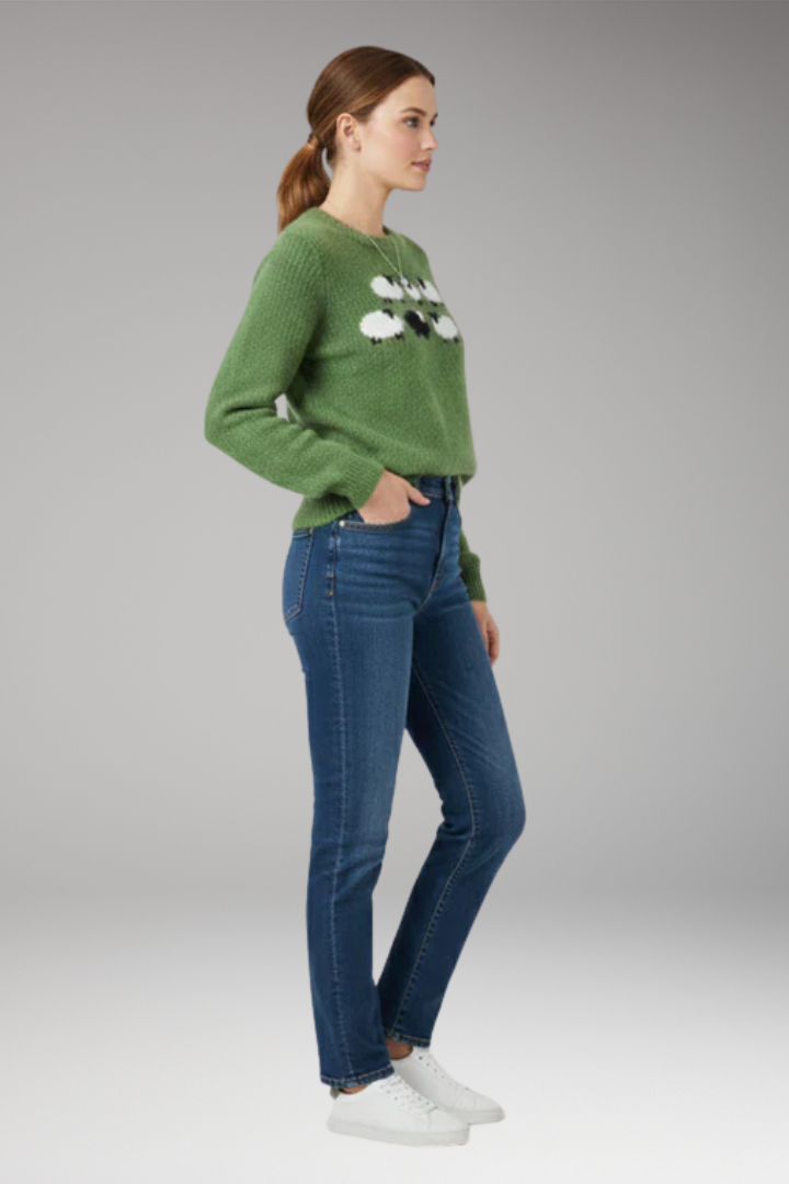 Women's Sweater with Boat Neck and Stripes