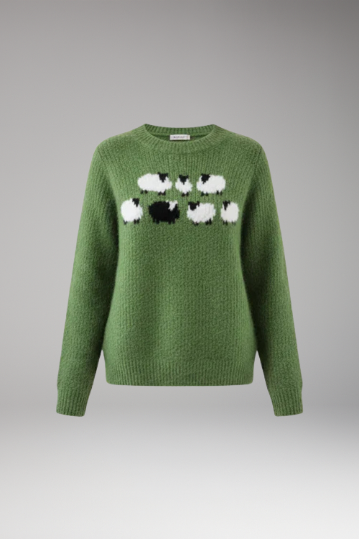 Women's Sweater with Boat Neck and Stripes