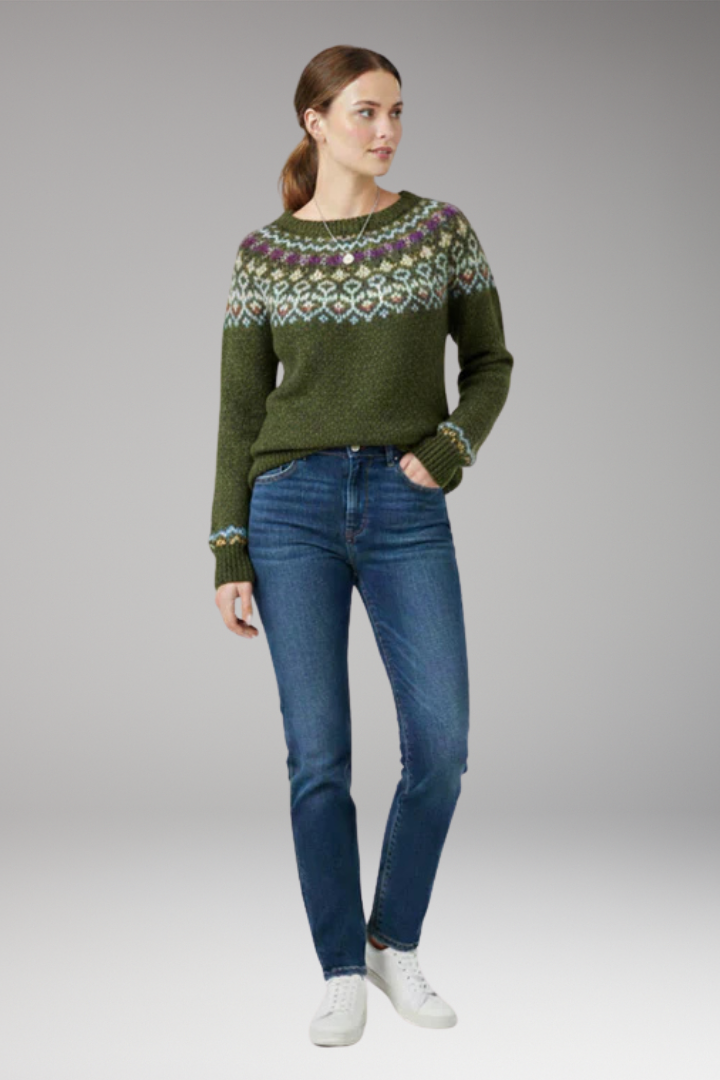 Women's Sweater with Boat Neck and Stripes