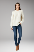 Women's Sweater with Crew Neck and Cable Surface