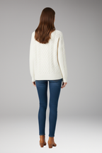 Women's Sweater with Crew Neck and Cable Surface