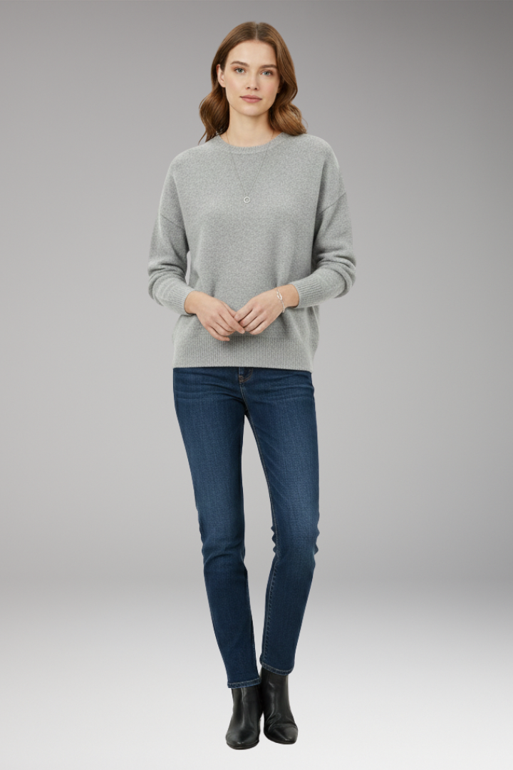 Women's Sweater with Crew Neckline and Long Sleeves