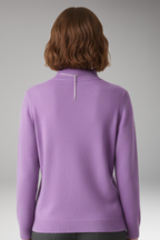 Women's Sweater with High Neck and Knitted Surface