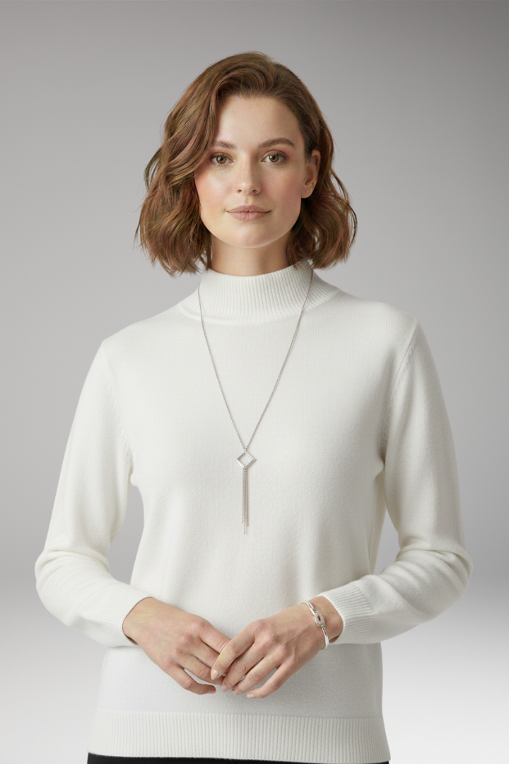 Women's Sweater with High Neck and Knitted Surface