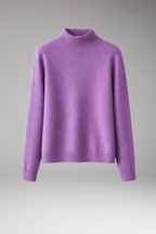 Women's Sweater with High Neck and Knitted Surface
