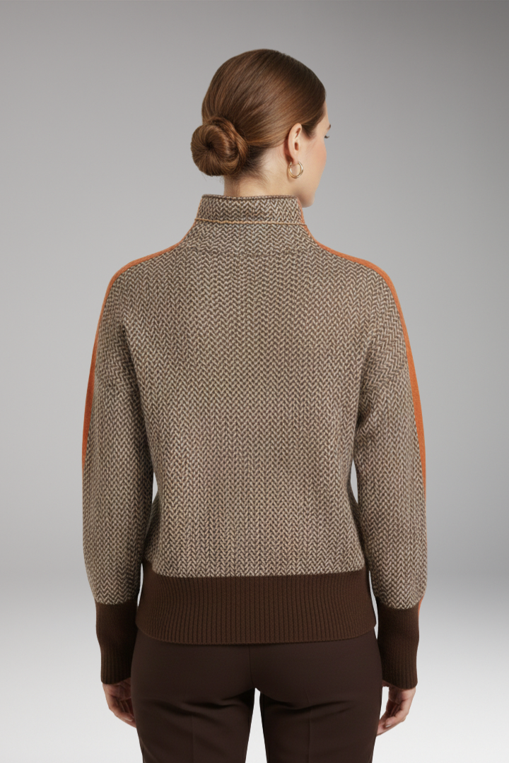 Women's Sweater with High Neck and Long Sleeves