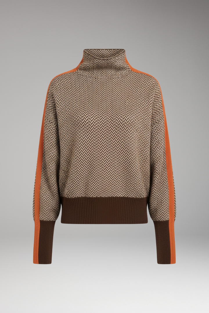 Women's Sweater with High Neck and Long Sleeves