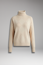 Women's Sweater with High Neck and Textured Surface