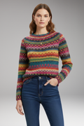 Women's Sweater with Round Neck and Knit Pattern
