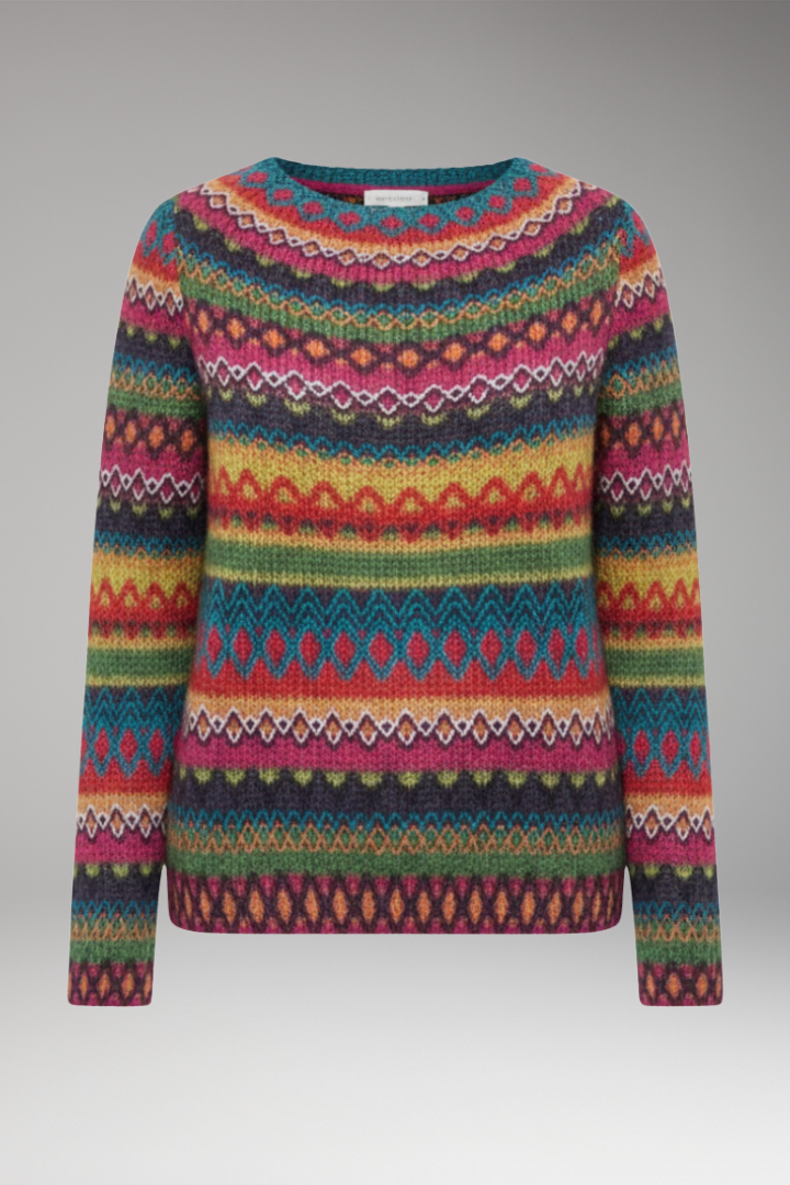 Women's Sweater with Round Neck and Knit Pattern