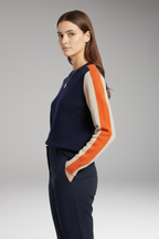 Women's Sweater with Round Neck and Ribbed Edges