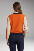 Women's Sweater with Round Neck and Ribbed Edges