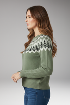 Women's Sweater with Round Neck and Ribbed Surface