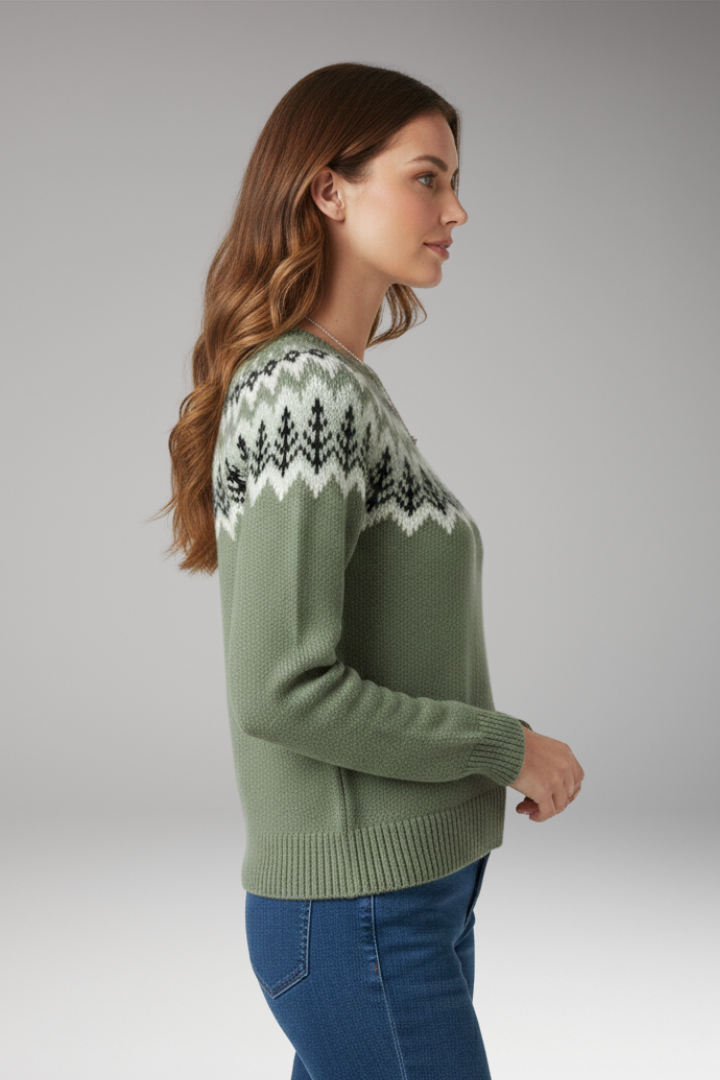 Women's Sweater with Round Neck and Ribbed Surface