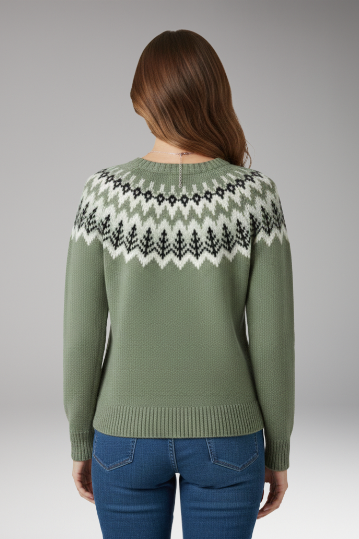 Women's Sweater with Round Neck and Ribbed Surface