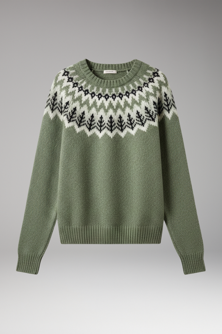 Women's Sweater with Round Neck and Ribbed Surface