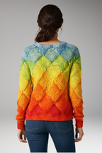 Women's Sweater with Round Neck and Textured Pattern