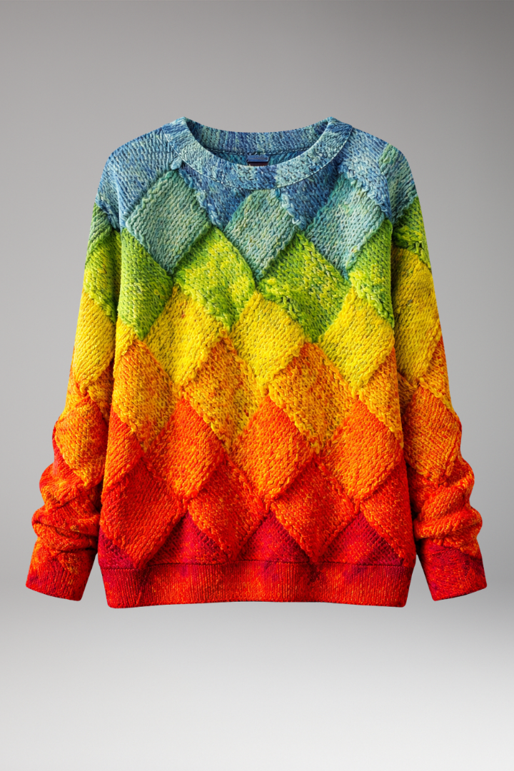 Women's Sweater with Round Neck and Textured Pattern