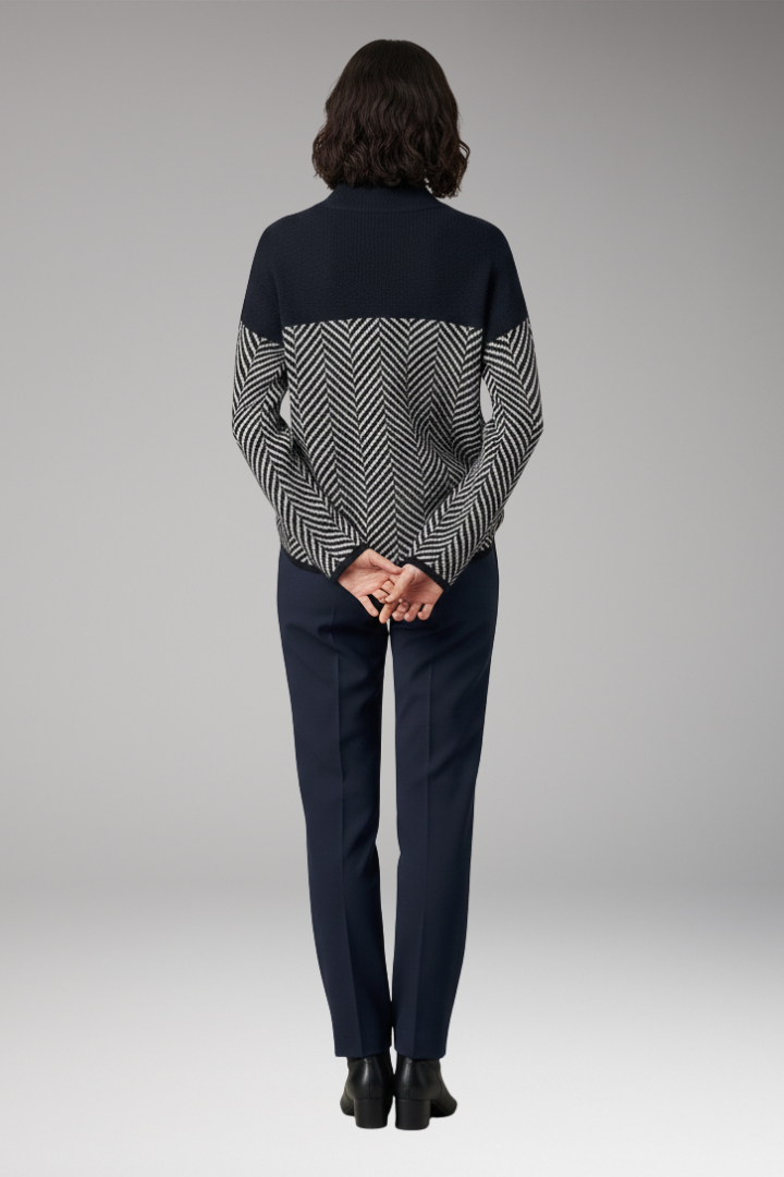 Women's Sweater with Stand-Up Collar and Long Sleeves