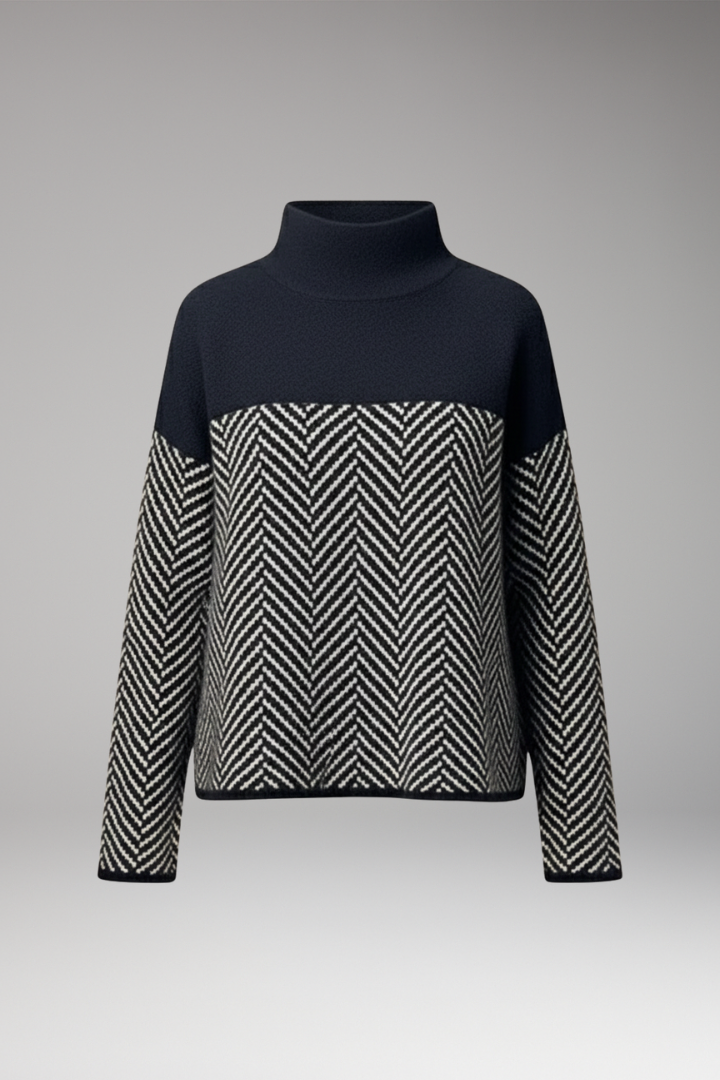 Women's Sweater with Stand-Up Collar and Long Sleeves