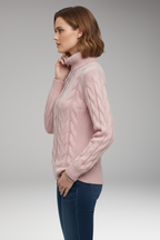 Women's Sweater with Turtleneck and Cable Texture