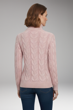 Women's Sweater with Turtleneck and Cable Texture