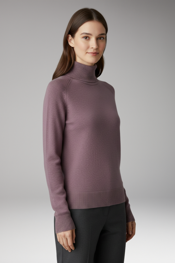 Women's Sweater with Turtleneck and Long Sleeves