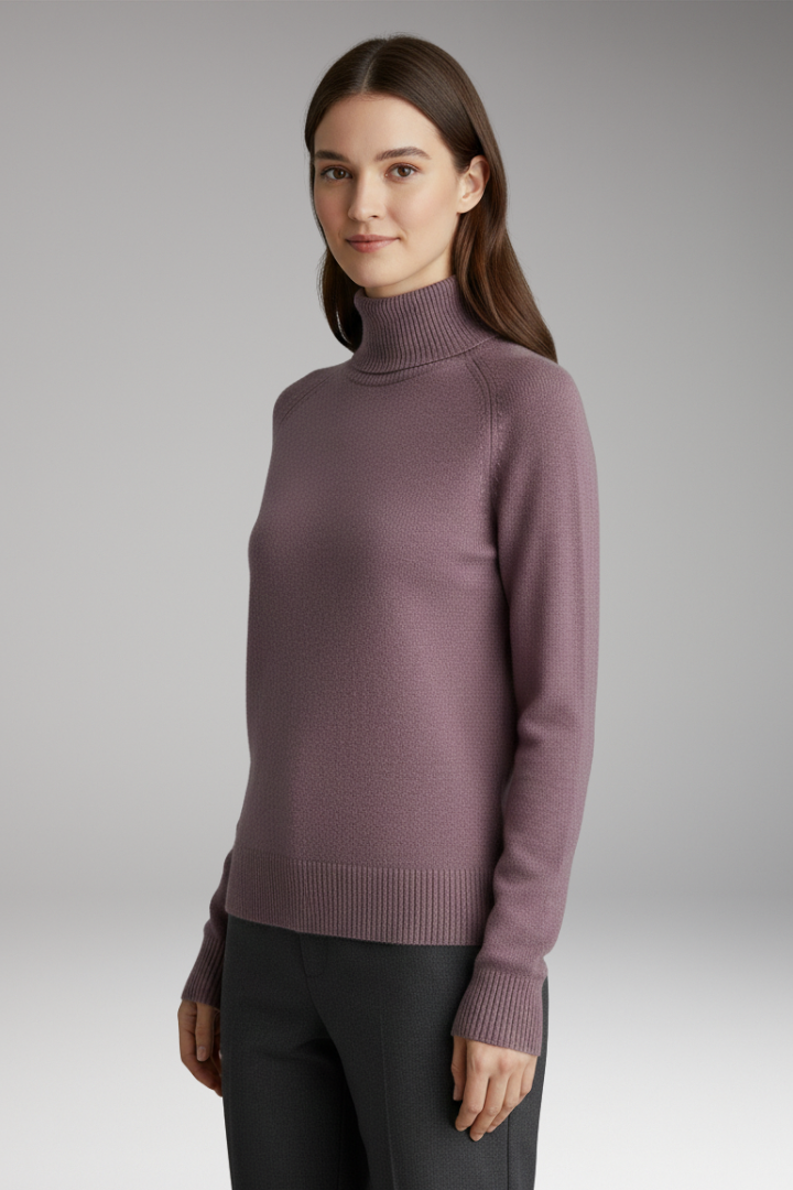 Women's Sweater with Turtleneck and Long Sleeves