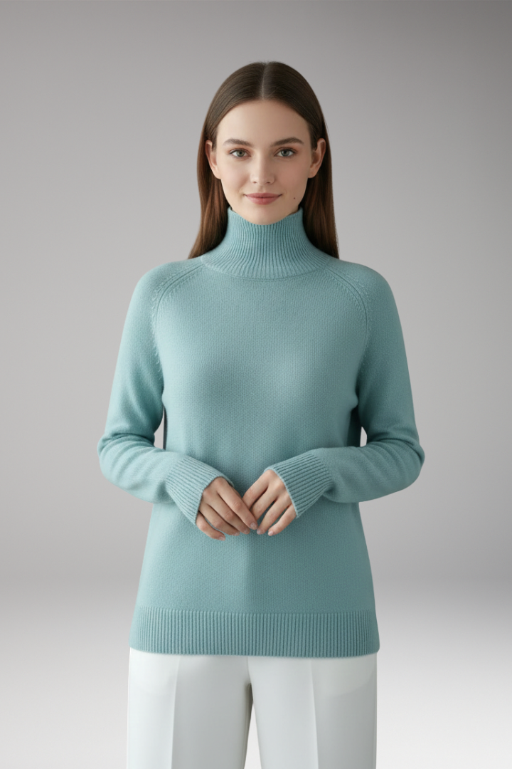 Women's Sweater with Turtleneck and Long Sleeves