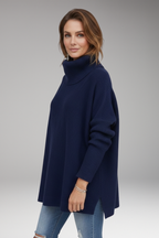 Women's Sweater with Turtleneck and Ribbed Surface