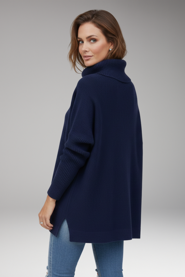 Women's Sweater with Turtleneck and Ribbed Surface